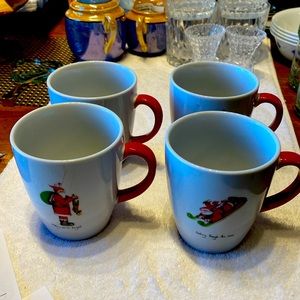 Oneida Christmas mugs. Little St Nick Debbie Taylor Kerman. NWOT set of 4